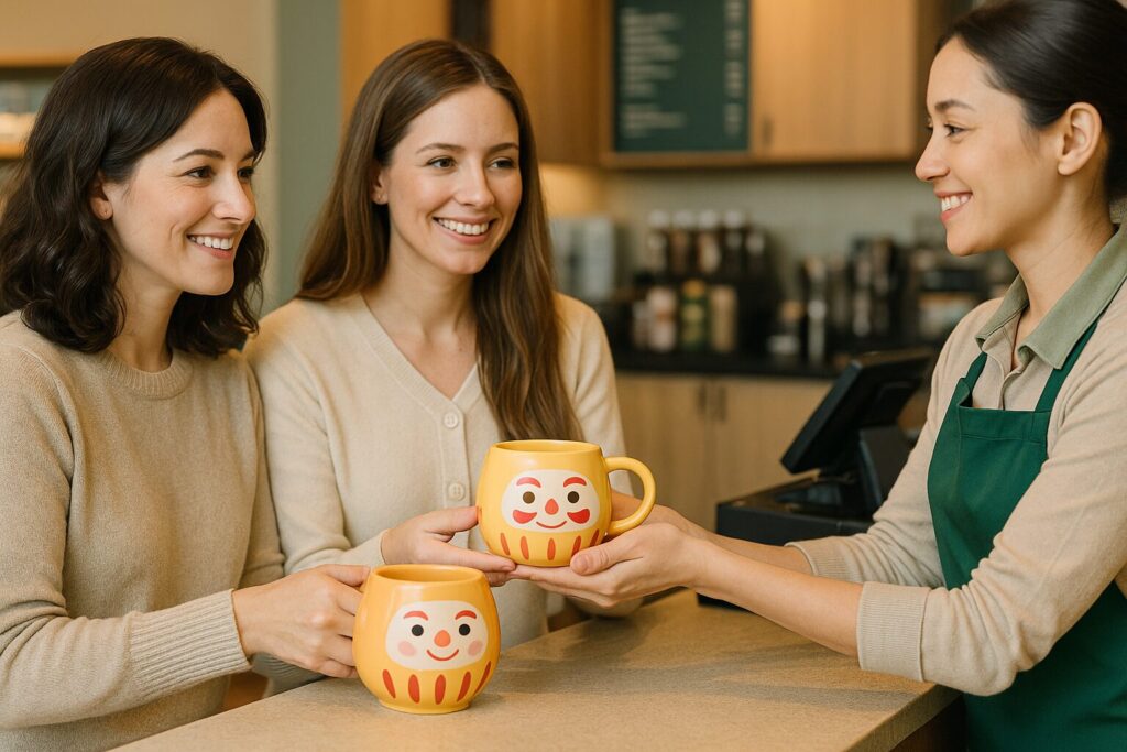 マグカップを買う女性