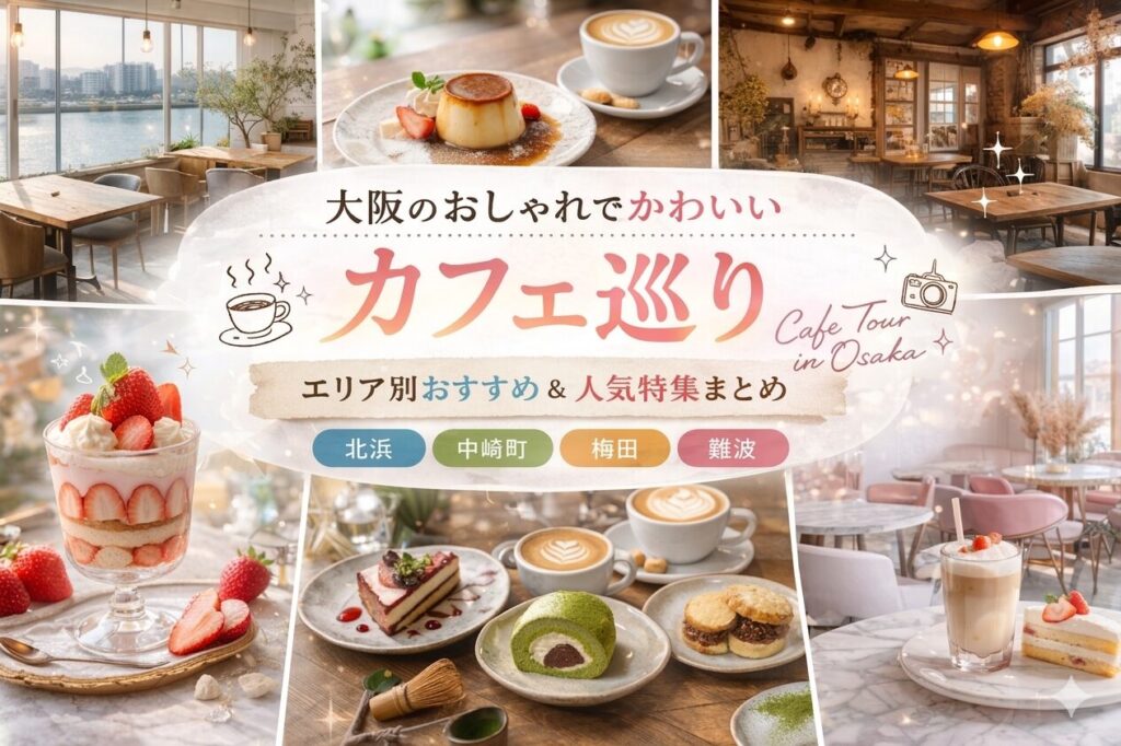 大阪のおしゃれでかわいいカフェ巡り特集のイメージ画像｜北浜・中崎町・梅田・難波の人気カフェとスイーツまとめ