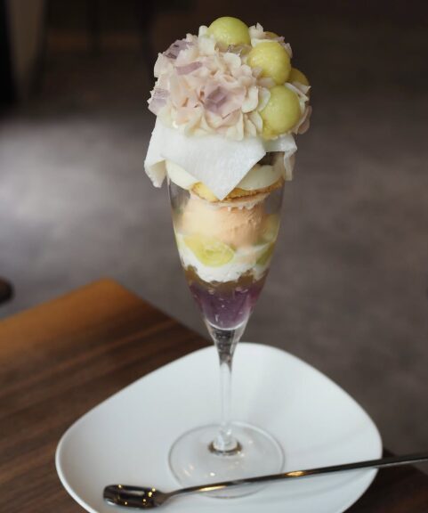 ao coffee & gallery の紫陽花パフェ 中崎町のスペシャルティカフェ・大阪あじさいドリンク