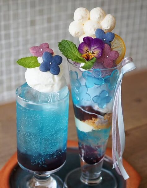フルーツ喫茶 グリーンケトルの紫陽花パフェ 堺・白鷺の隠れ家カフェ・大阪あじさいパフェ
